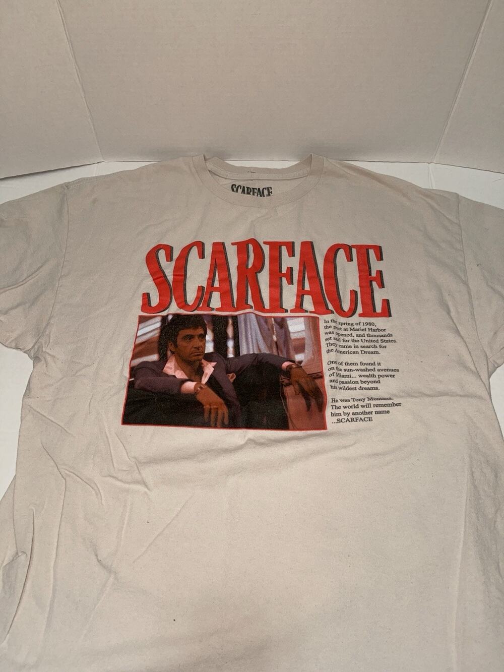 Vintage Style Tan Cotton Graphic Scarface T-Shirt Men's SIze XL